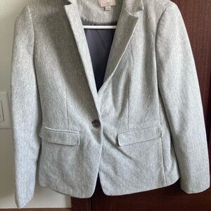 LOFT Light Gray Herringbone Blazer
